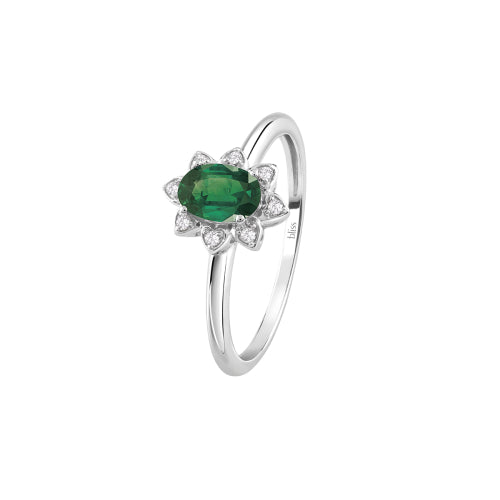 Bliss - Anello in oro bianco con smeraldo e diamanti VITTORIA