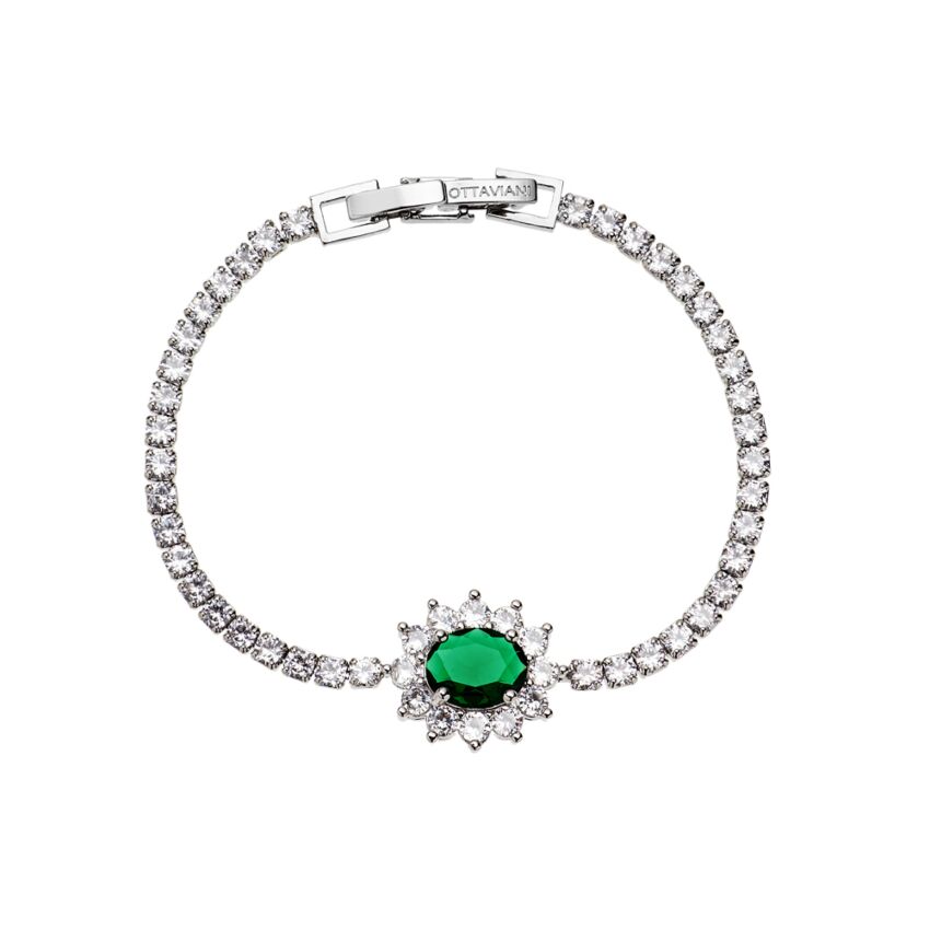 Ottaviani - bracciale rodiato con zirconi verdi