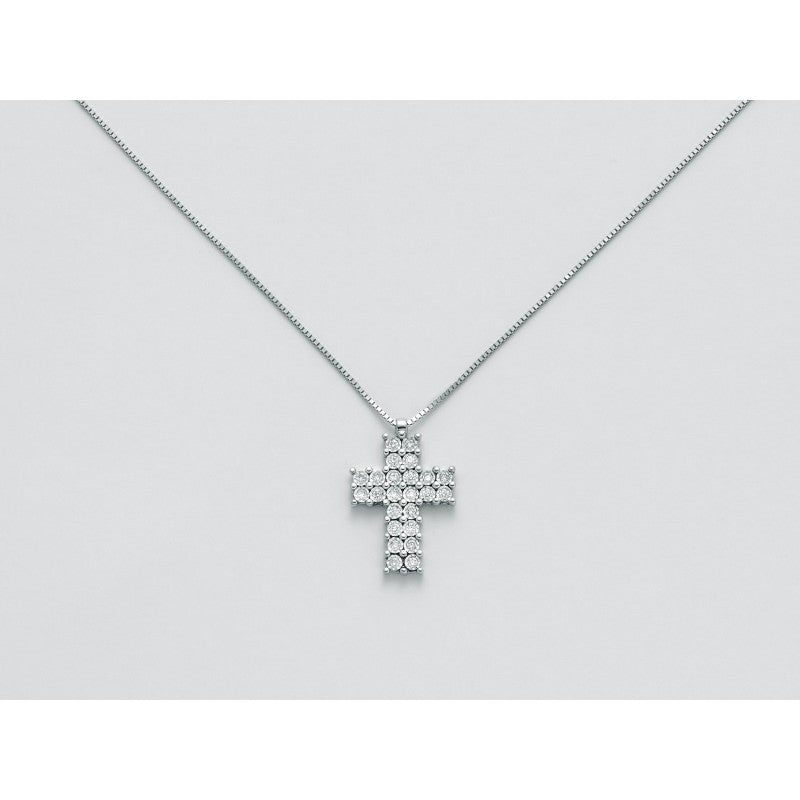 Miluna - collana croce girocollo oro e diamanti