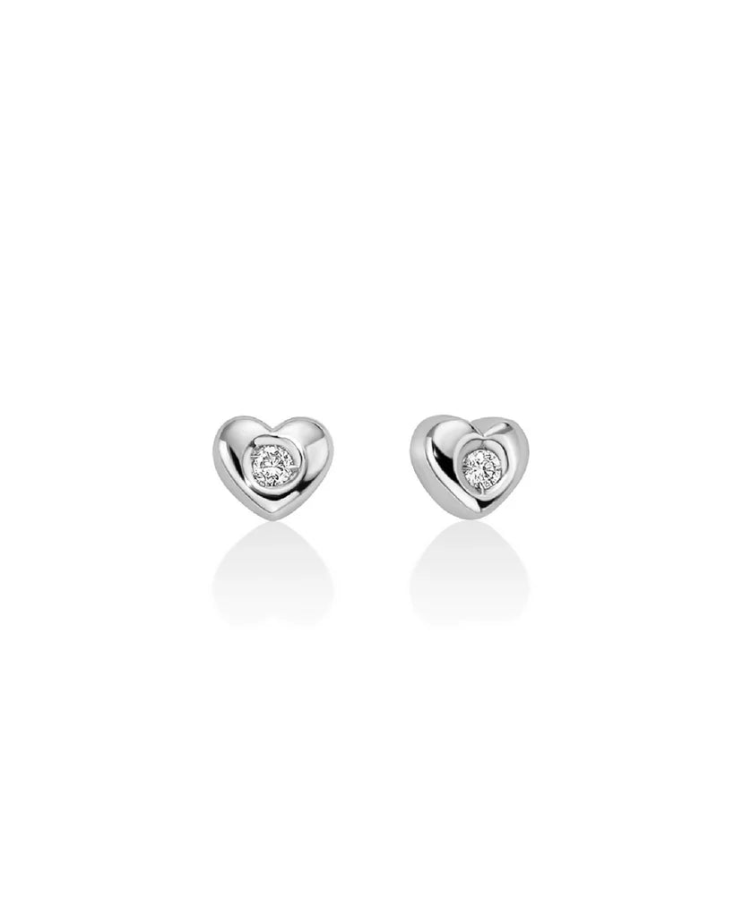 MILUNA Orecchini lobo da donna Miluna Diamanti 375 in oro bianco 9kt a forma di cuore con due diamanti 0,04ct ERD2724-004G7X