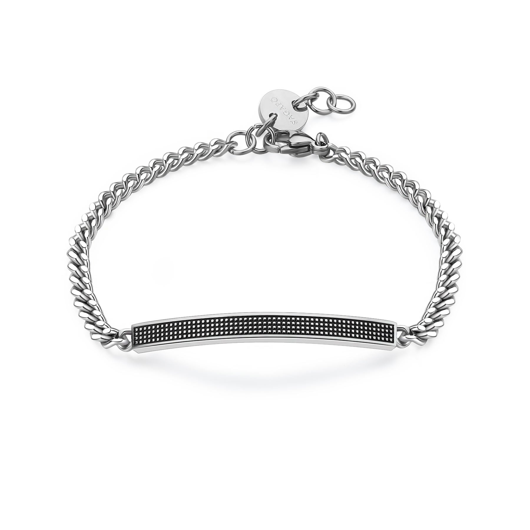 S'Agapò - Bracciale PROUD in acciaio, centrale inciso e smalto
