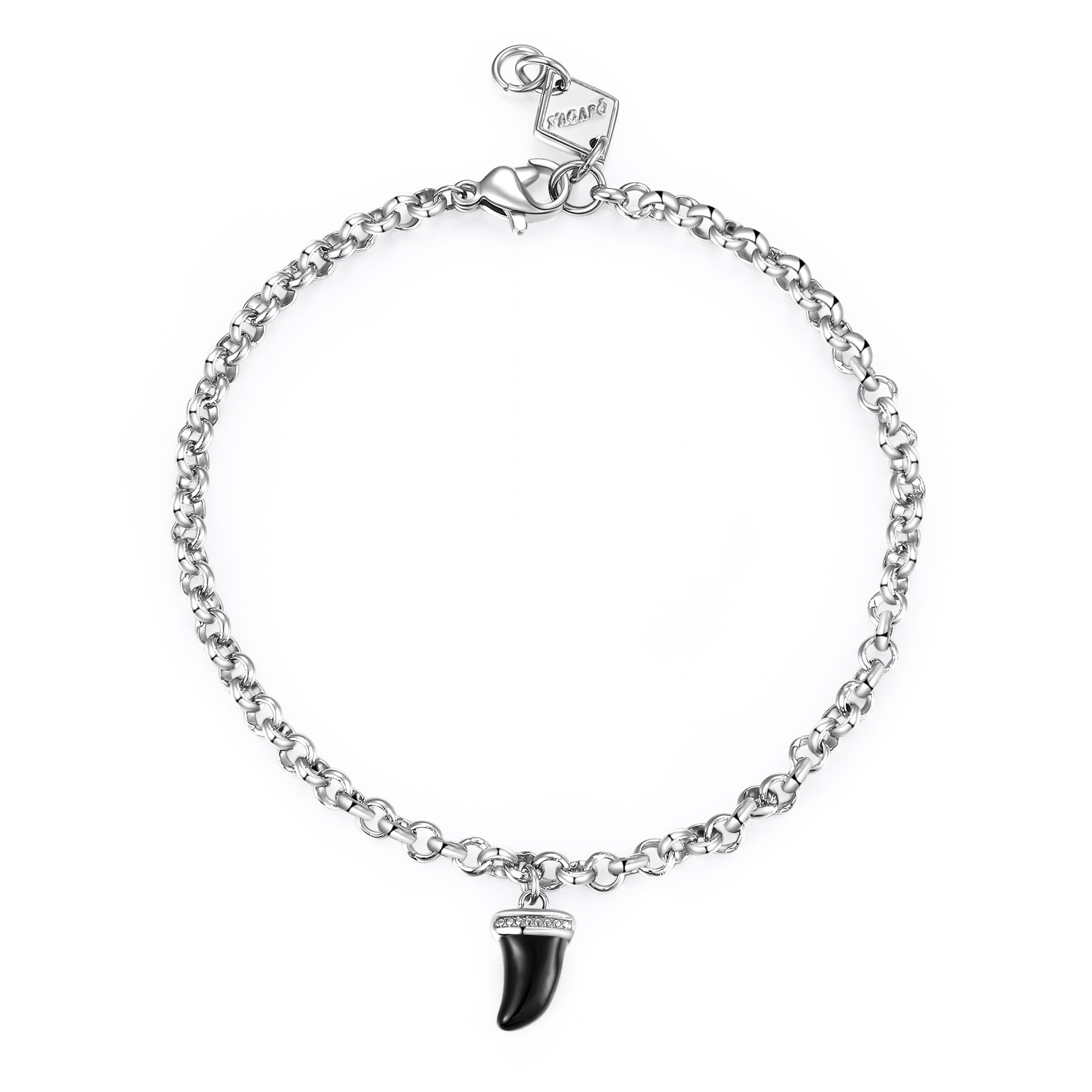 S'Agapò - Bracciale CHARISMA in acciaio con dente di squalo