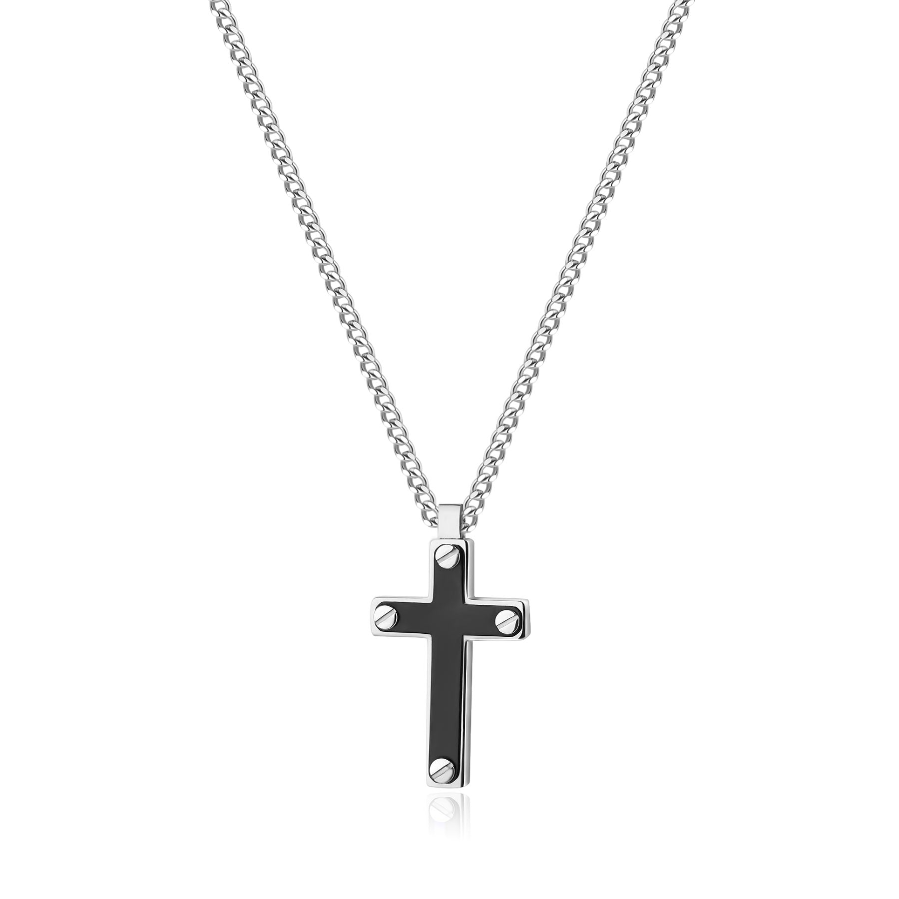 S'Agapò - Collana PROUD in acciao, croce in pvd nero
