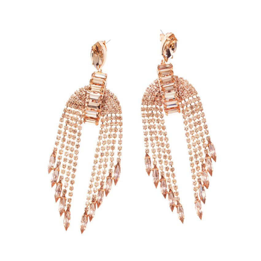 Ottaviani - Orecchini oro rosa c/strass cristalli champagne