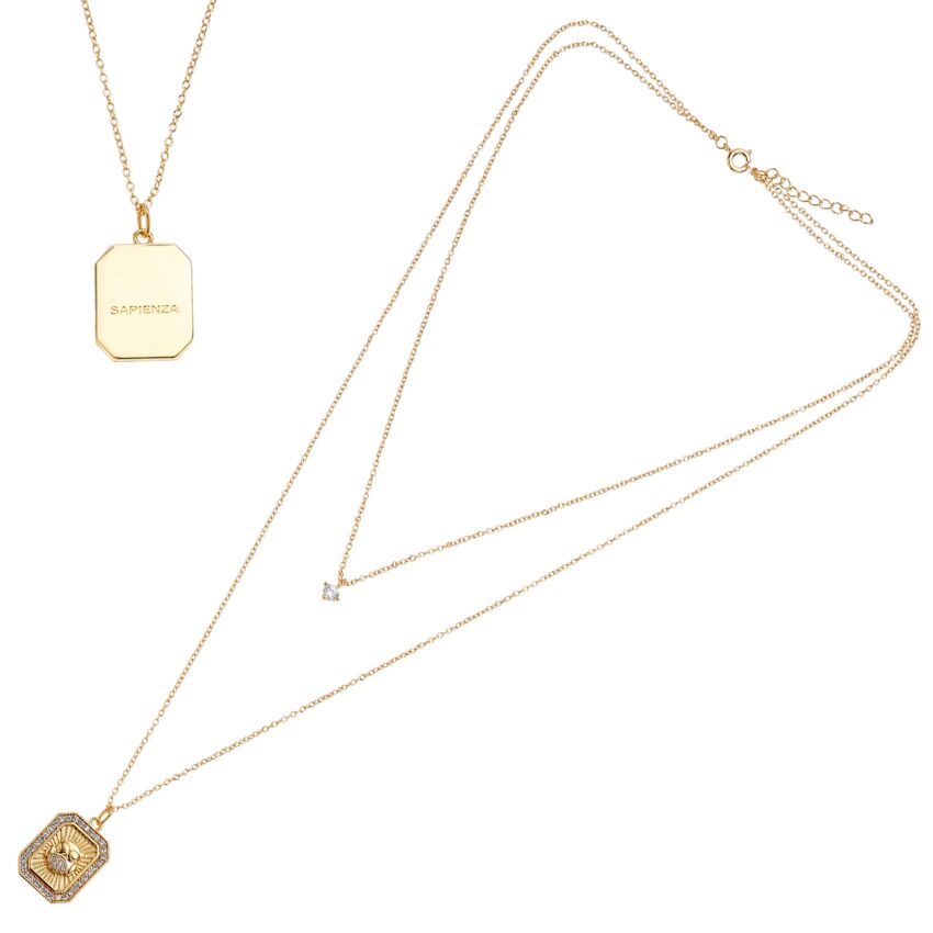 Ottaviani - Collana doppio filo dorata con cubic zirconia