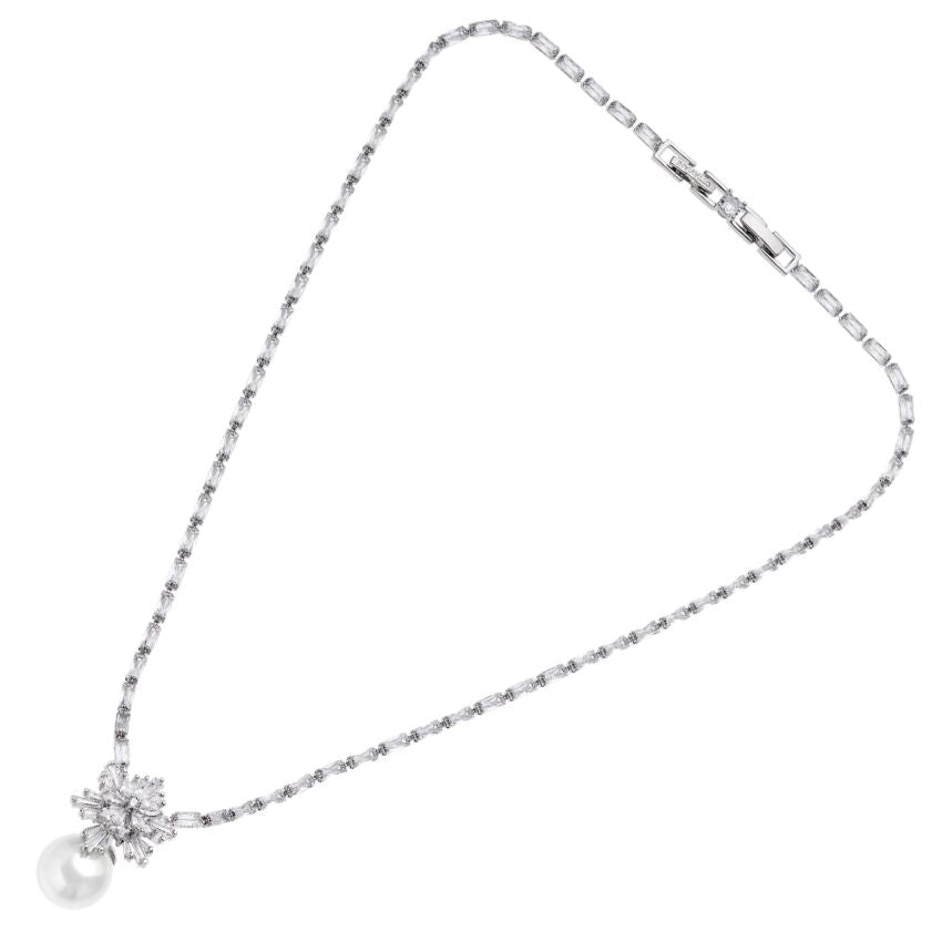 Ottaviani - Collana rodiata con cubic zirconia e perla