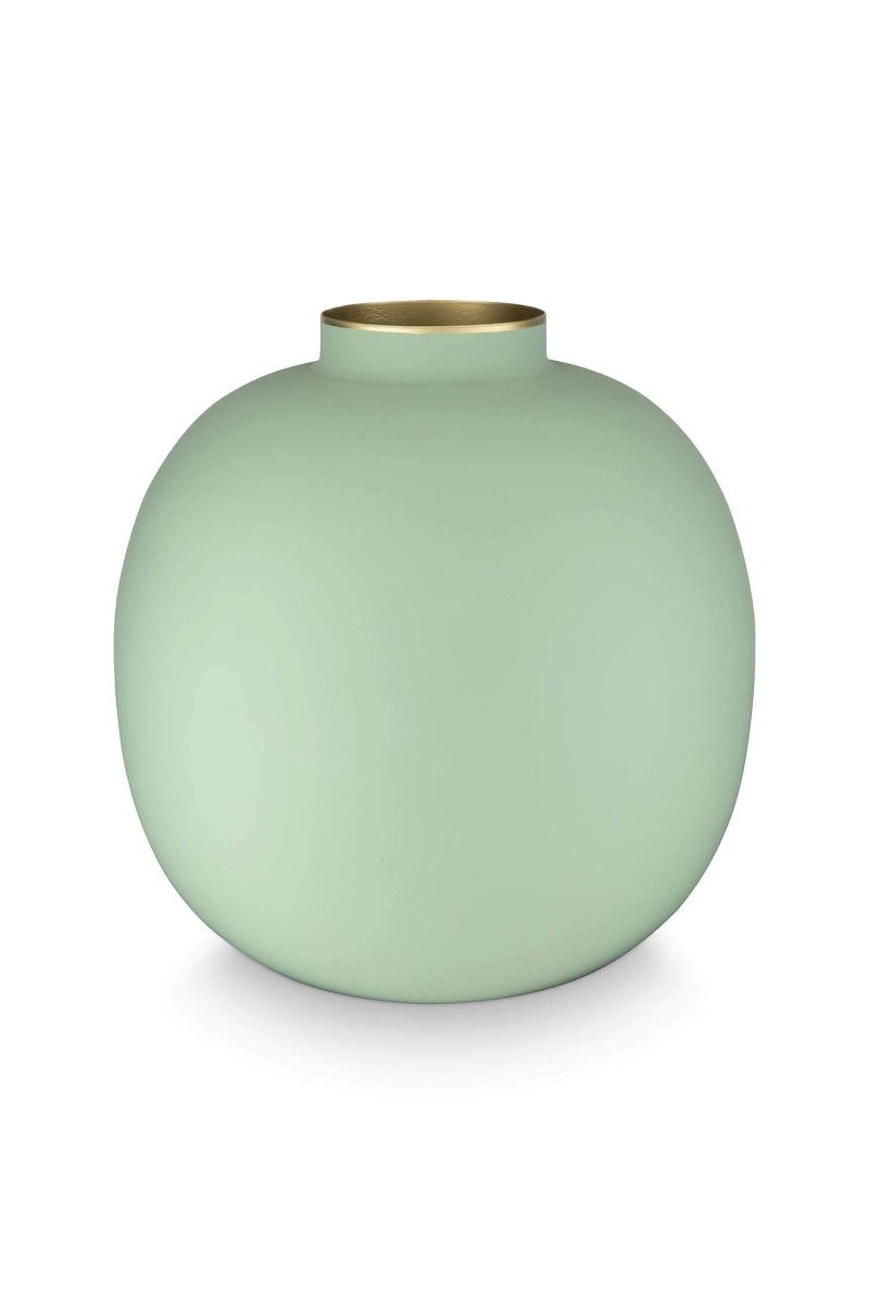VASE METAL MATT BRIGHT GREEN 23CM