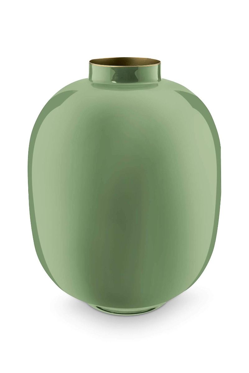 VASE METAL MID GREEN 32CM
