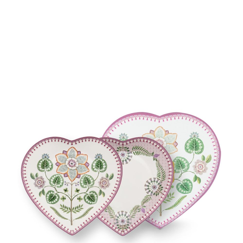 SET/2 HEART SHAPE PLATES LILY&LOTUS LILAC 21.5CM