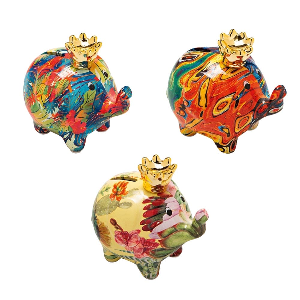 SALVADANAIO ELEFANTE DECORI ASSORTITI