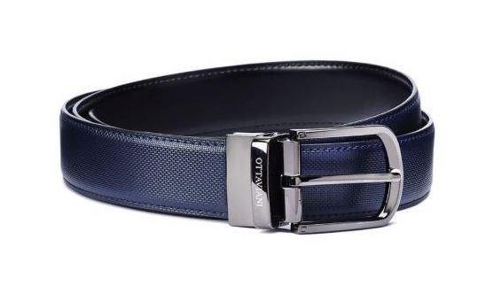 CINTURA IN VERA PELLE REVERSIBILE BLU/NERA