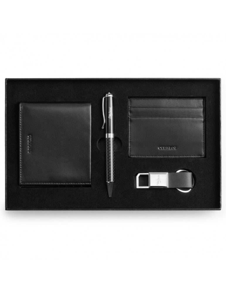 SET CON PENNA, PORTACHIAVI, PORTAFOGLIO E P/ CARTE