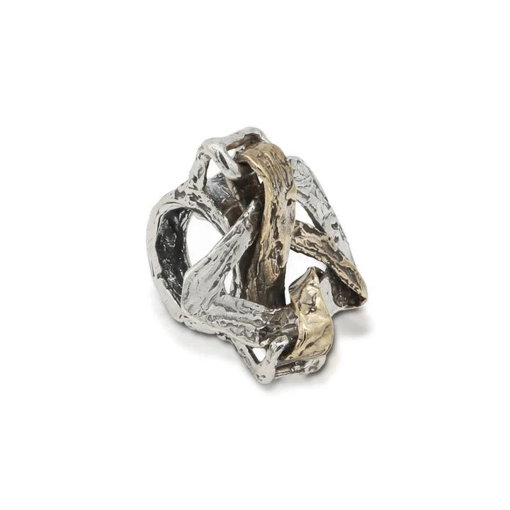Maxi anello Intrecci preziosi argento 925 e bronzo - AR147 Mandile