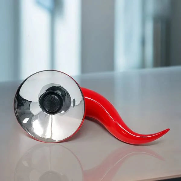 AMPLIFICATORE BLUETOOTH POP KORN ROSSO E ARGENTO VERTICALE
