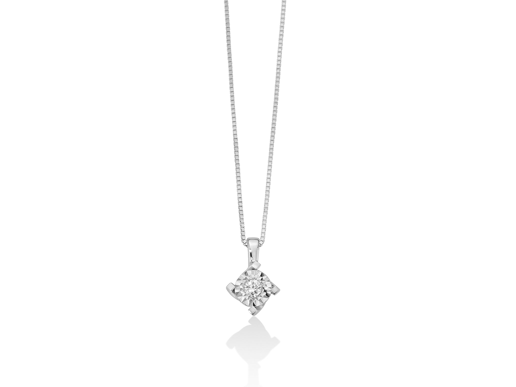 Collana Riflessi a valentino con diamante in oro bianco - Miluna