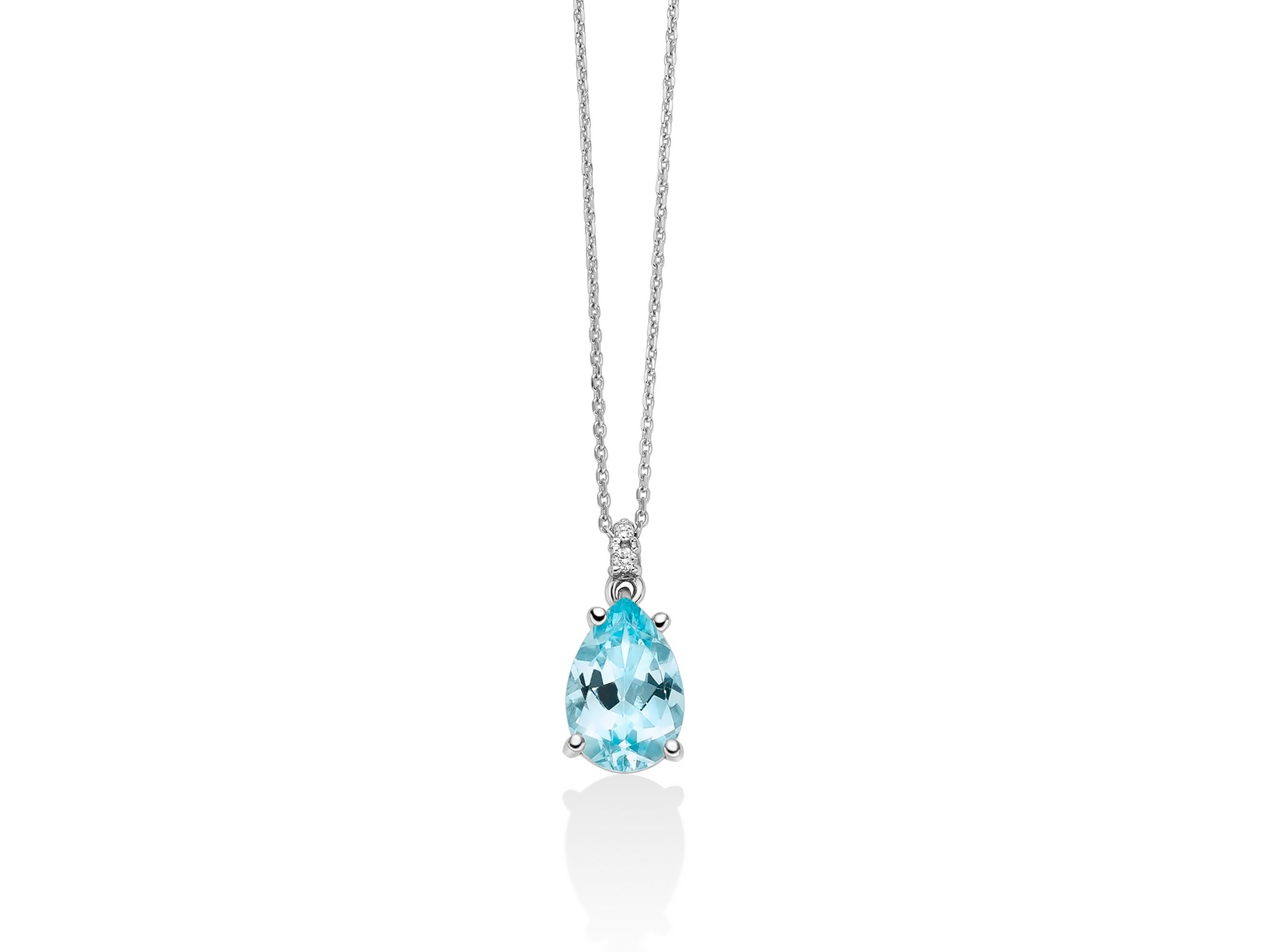 Collana con Gemma del Cielo a goccia e diamanti in oro bianco 375 Miluna