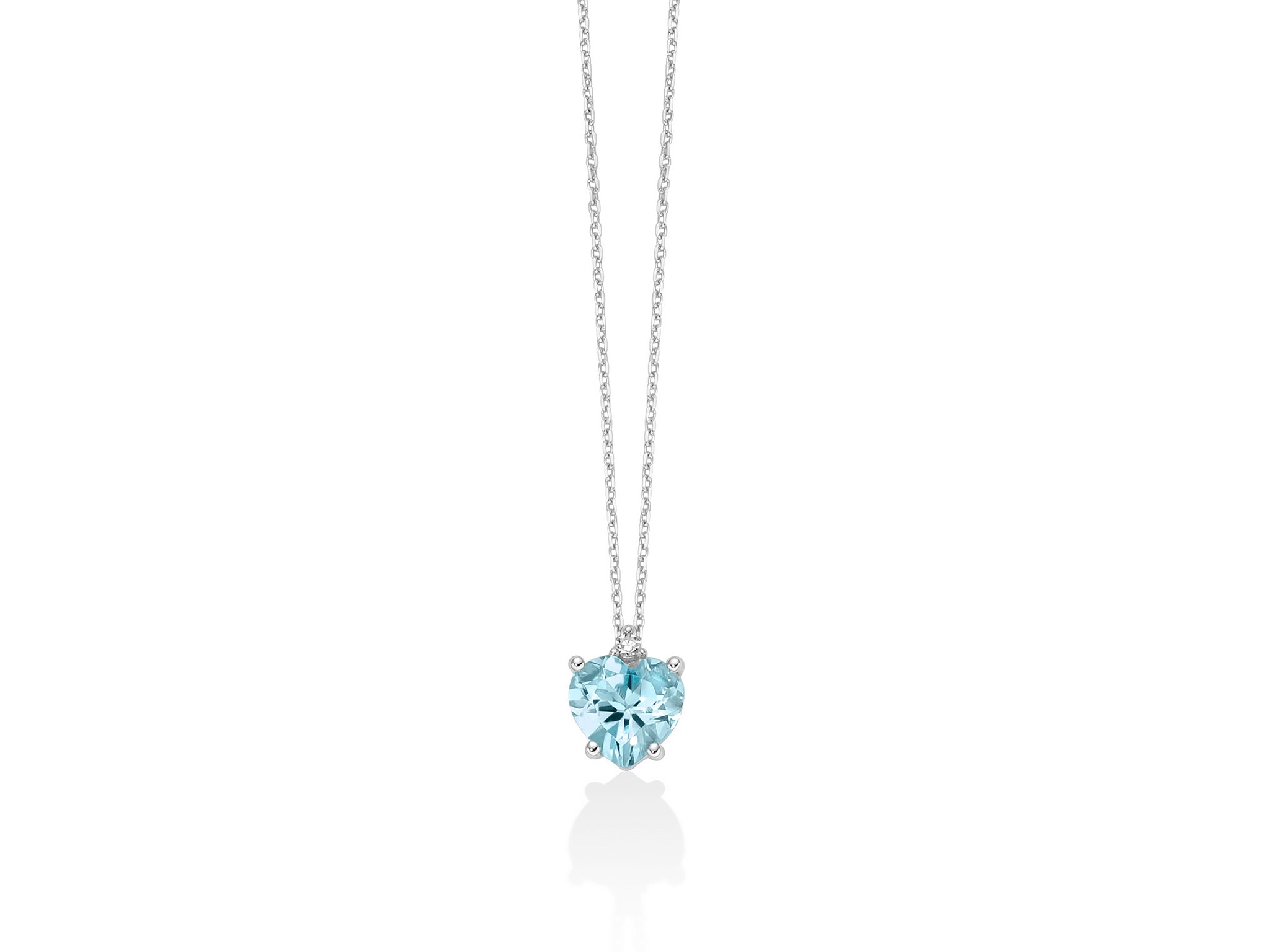 Collana con Gemma del Cielo a cuore e diamante in oro bianco 375 Miluna