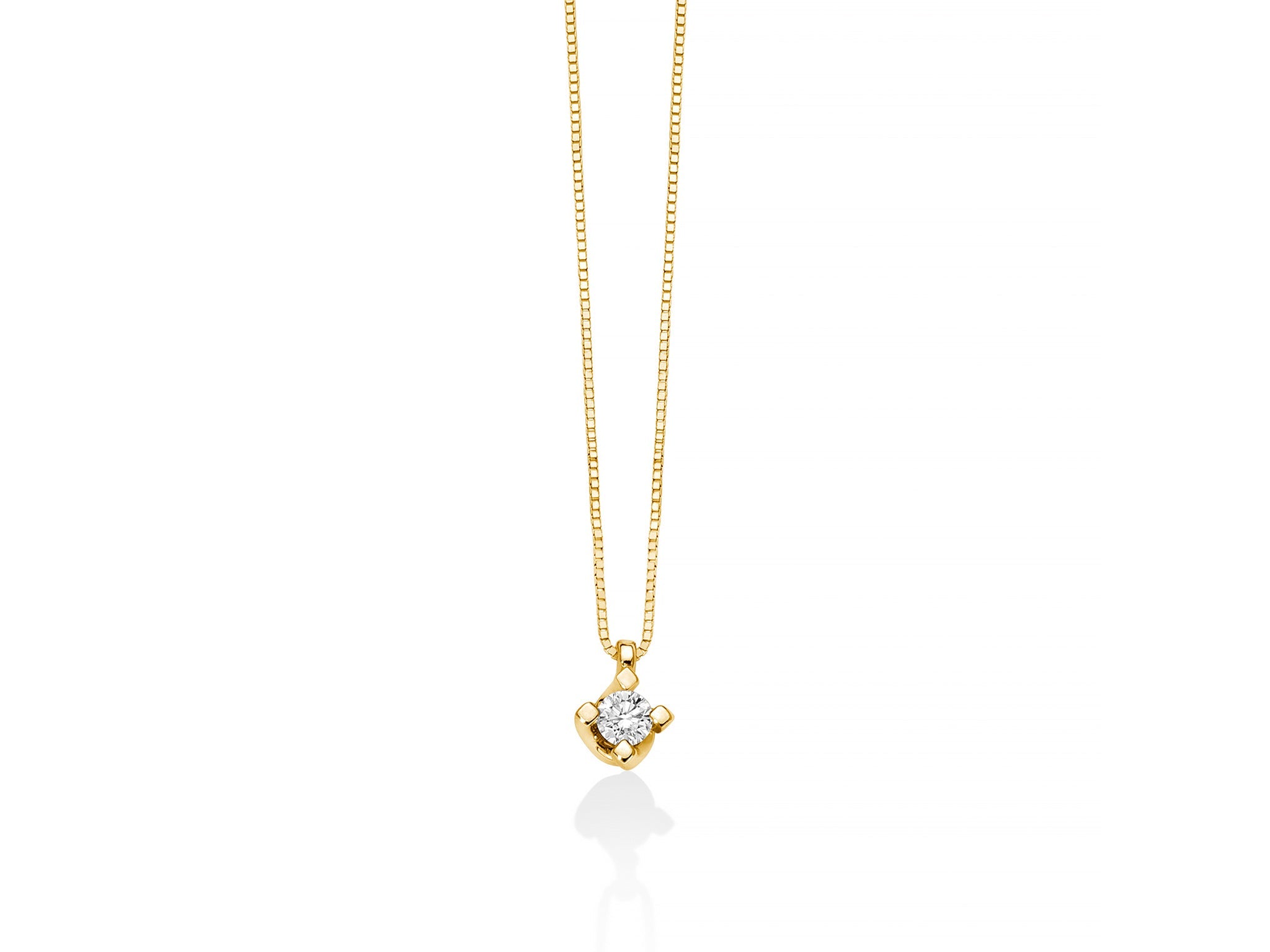 Collana con diamante punto luce a valentino in oro giallo - Miluna
