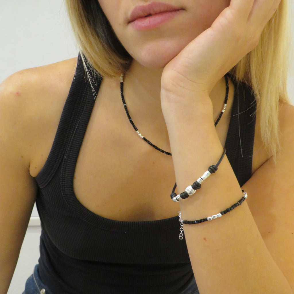 Dodo Mariani bracciale con sanpietrini argento 925 e neri