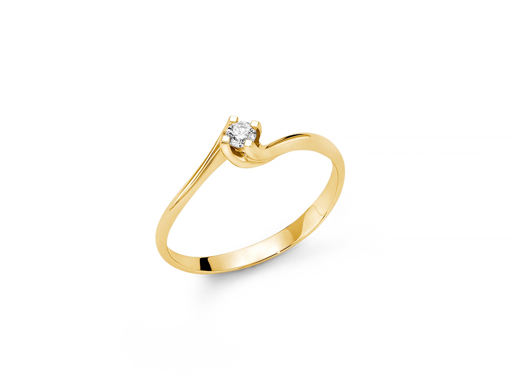 Solitario a valentino in oro giallo e diamante - Miluna