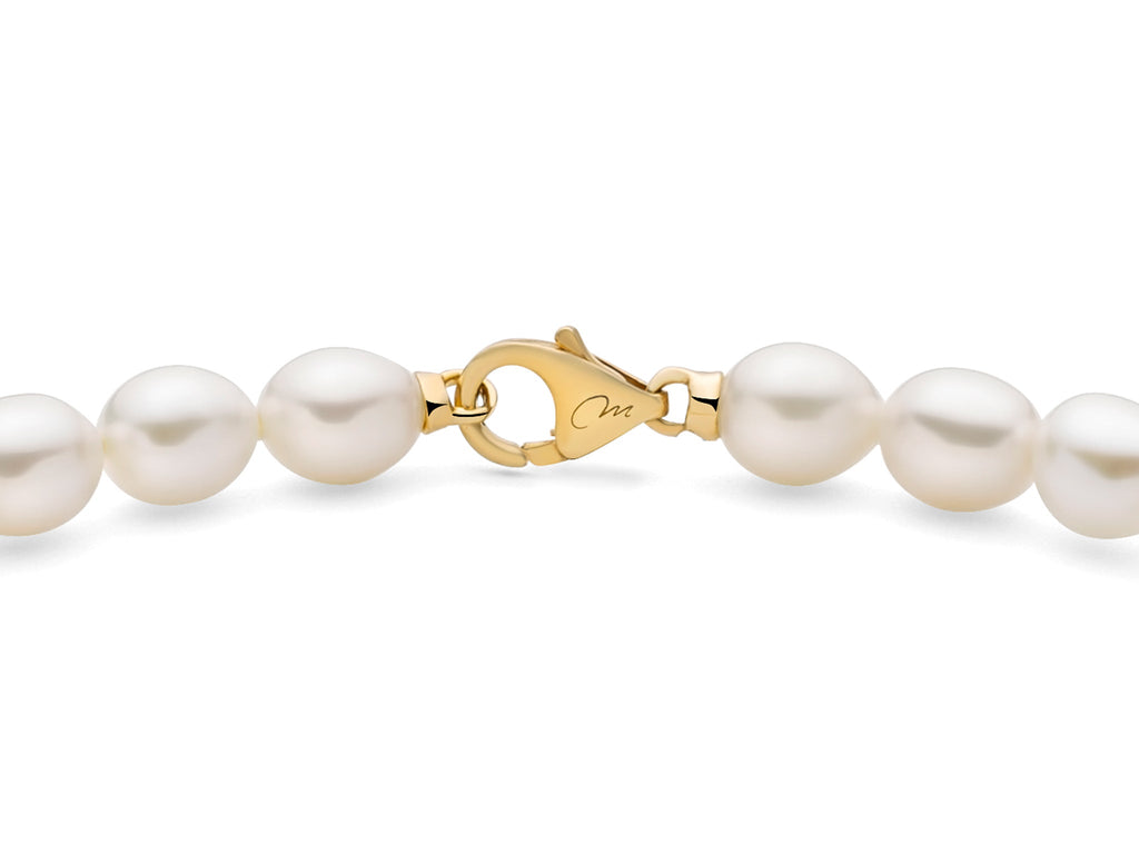 Collana Pepite di perle 5-5,5 con tre elementi in argento dorato diamantato - Miluna