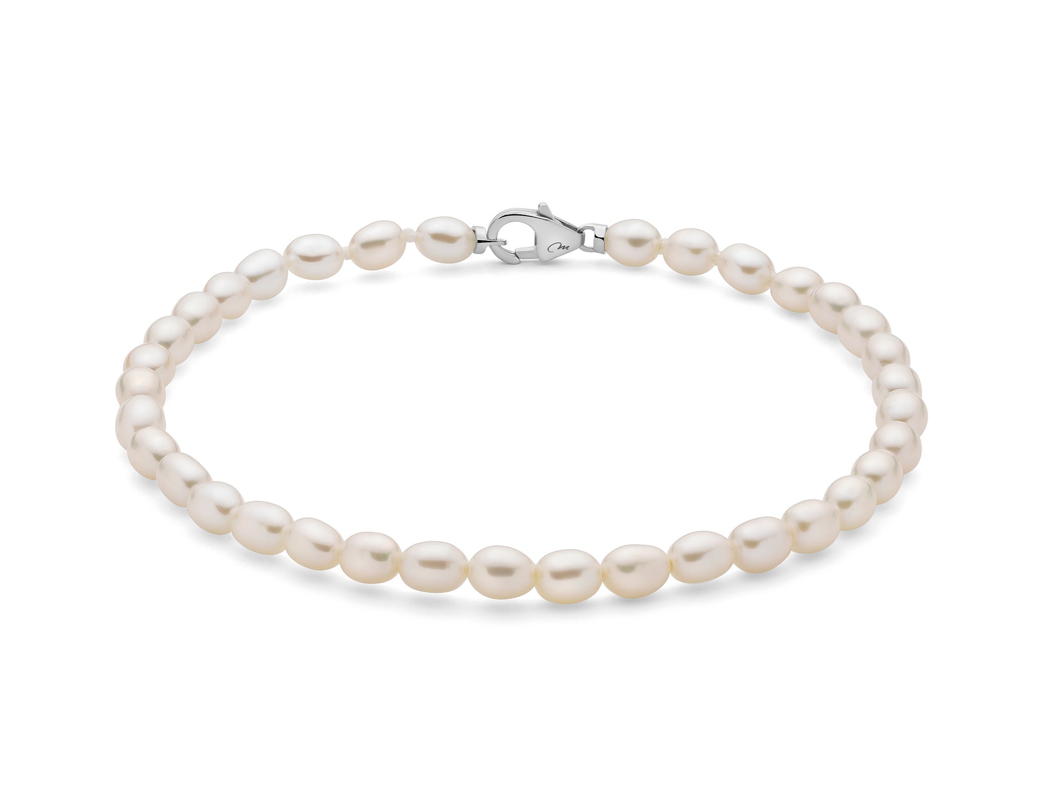 Bracciale Pepite di perle 4-4,5 mm con chiusura in argento - Miluna