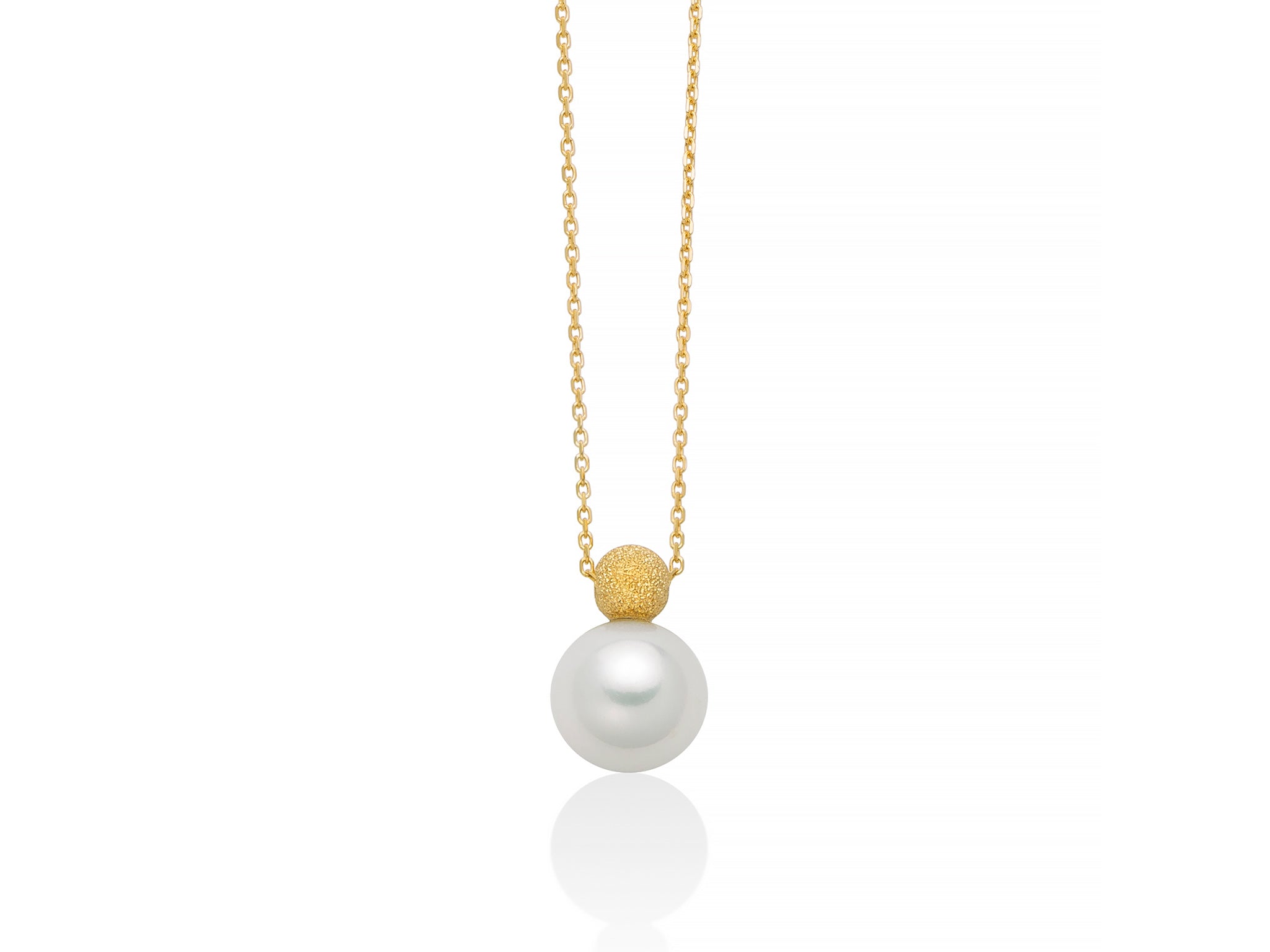 Collana con perla Oriente pendente e dettaglio in oro giallo 375 - Miluna
