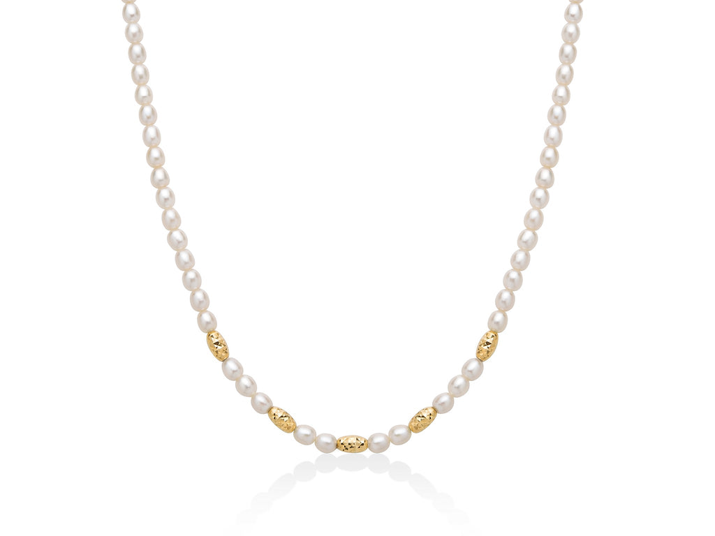 Collana Pepite di perle con cinque elementi in argento dorato diamantato - Miluna