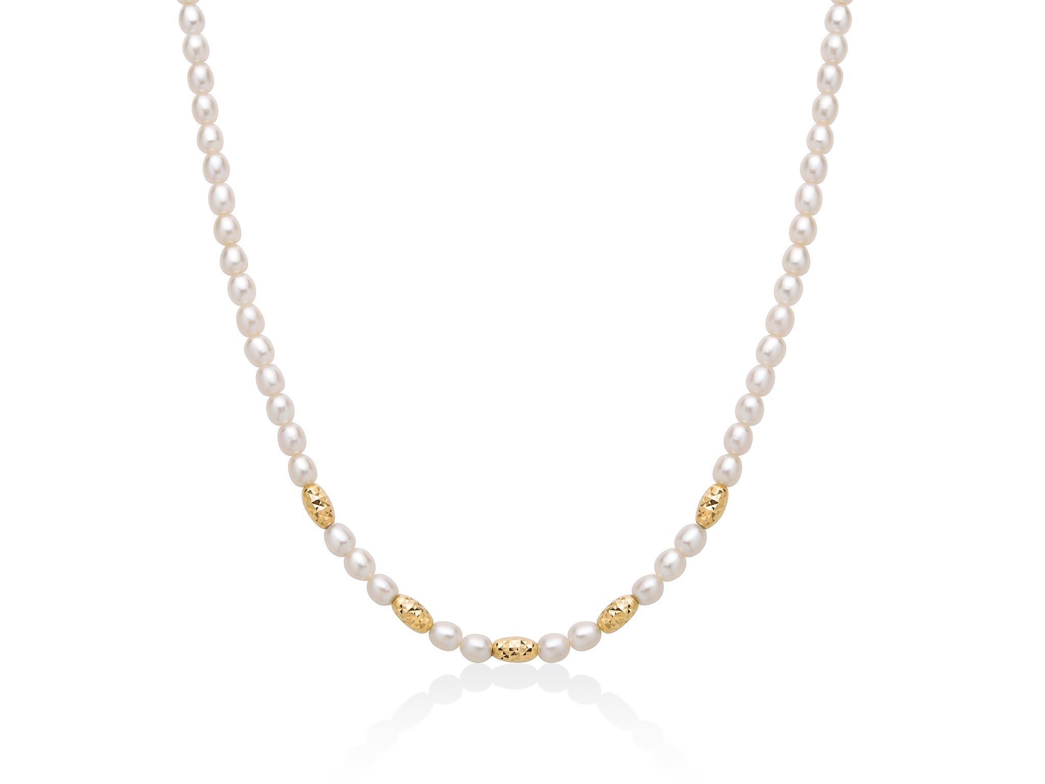 Collana Pepite di perle con cinque elementi in argento dorato diamantato - Miluna