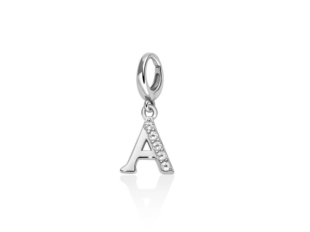 Charm pendente con topazi e argento lettera A - Miluna