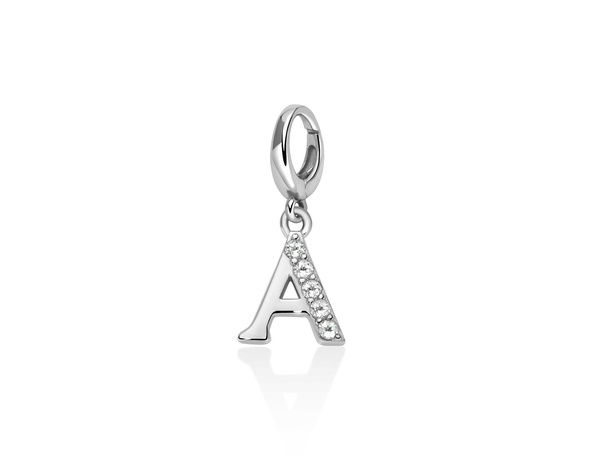 Charm pendente con topazi e argento lettera A - Miluna