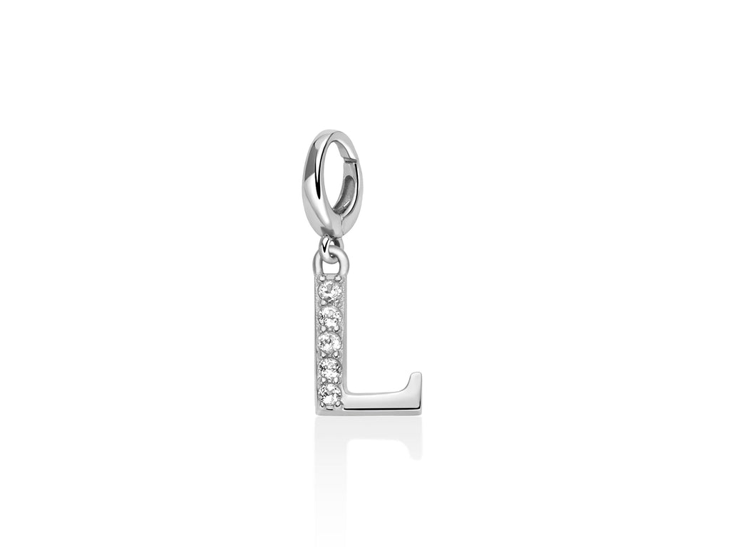 Charm pendente con topazi e argento lettera A - Miluna