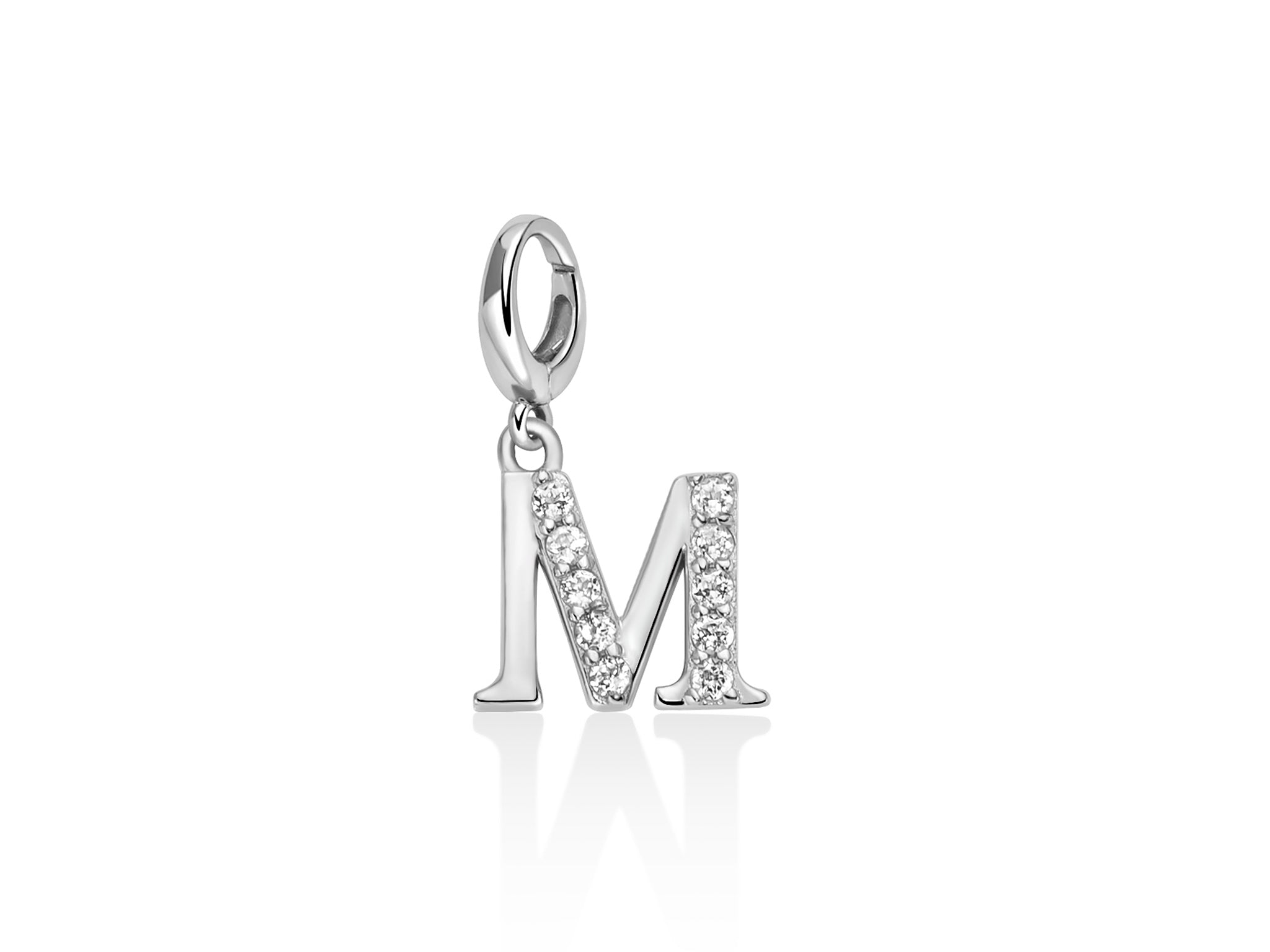 Charm pendente con topazi e argento lettera A - Miluna