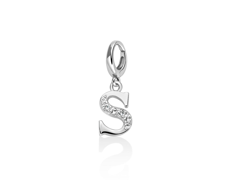 Charm pendente con topazi e argento lettera A - Miluna