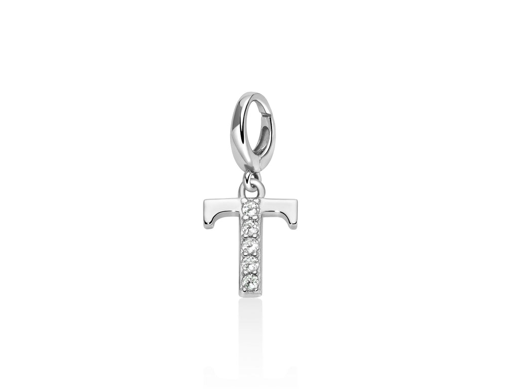 Charm pendente con topazi e argento lettera A - Miluna