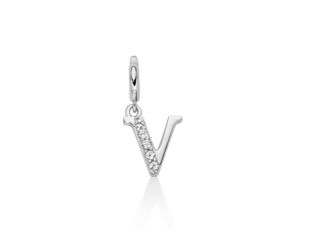 Charm pendente con topazi e argento lettera A - Miluna