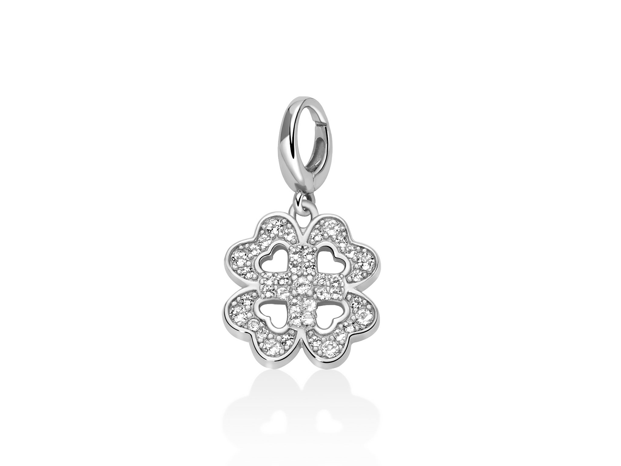 Charm pendente con topazi e argento quadrifoglio - Miluna