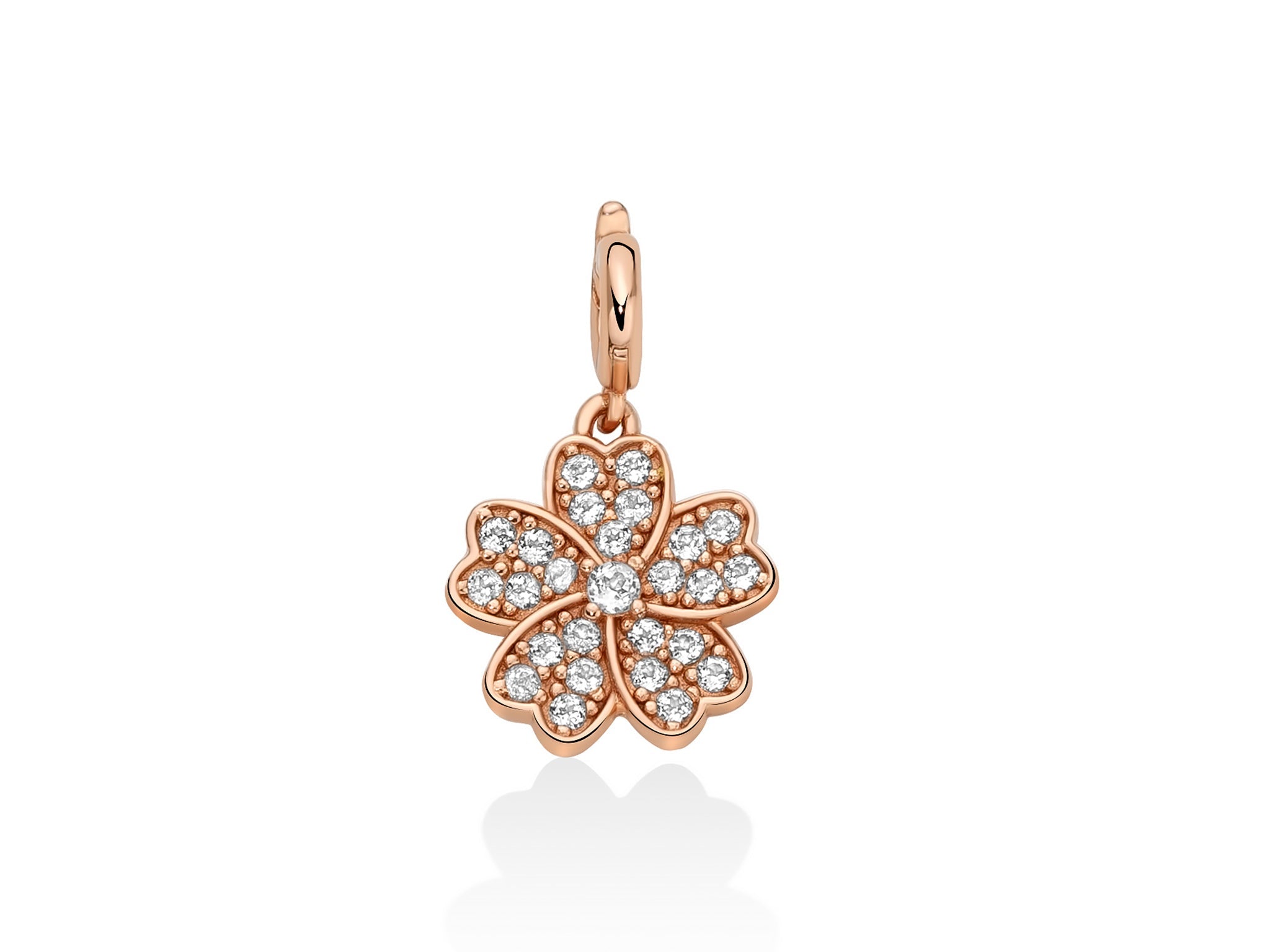 Charm pendente con topazi e argento rosa fiore - Miluna