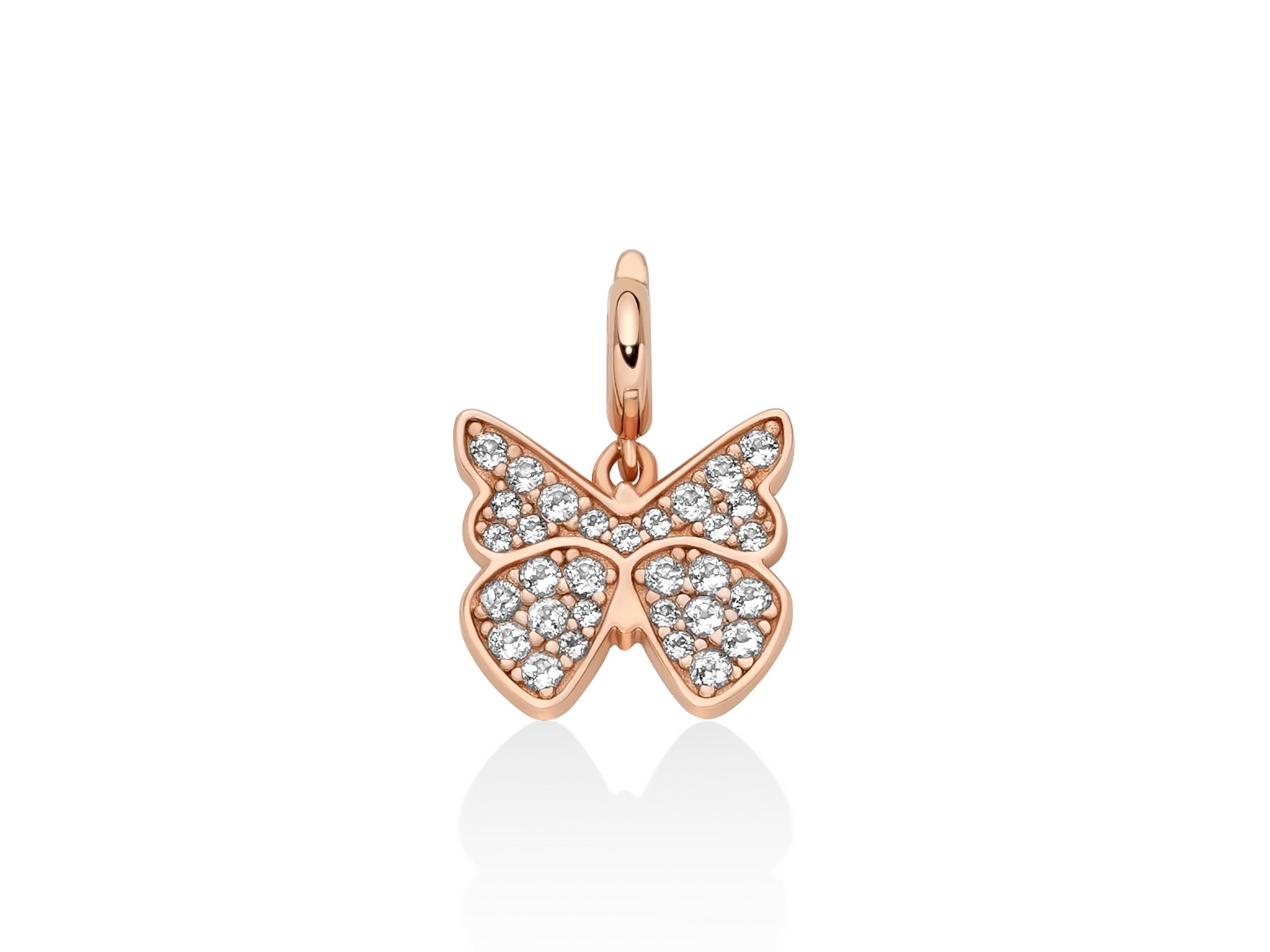 Charm pendente con topazi e argento rosa farfalla - Miluna