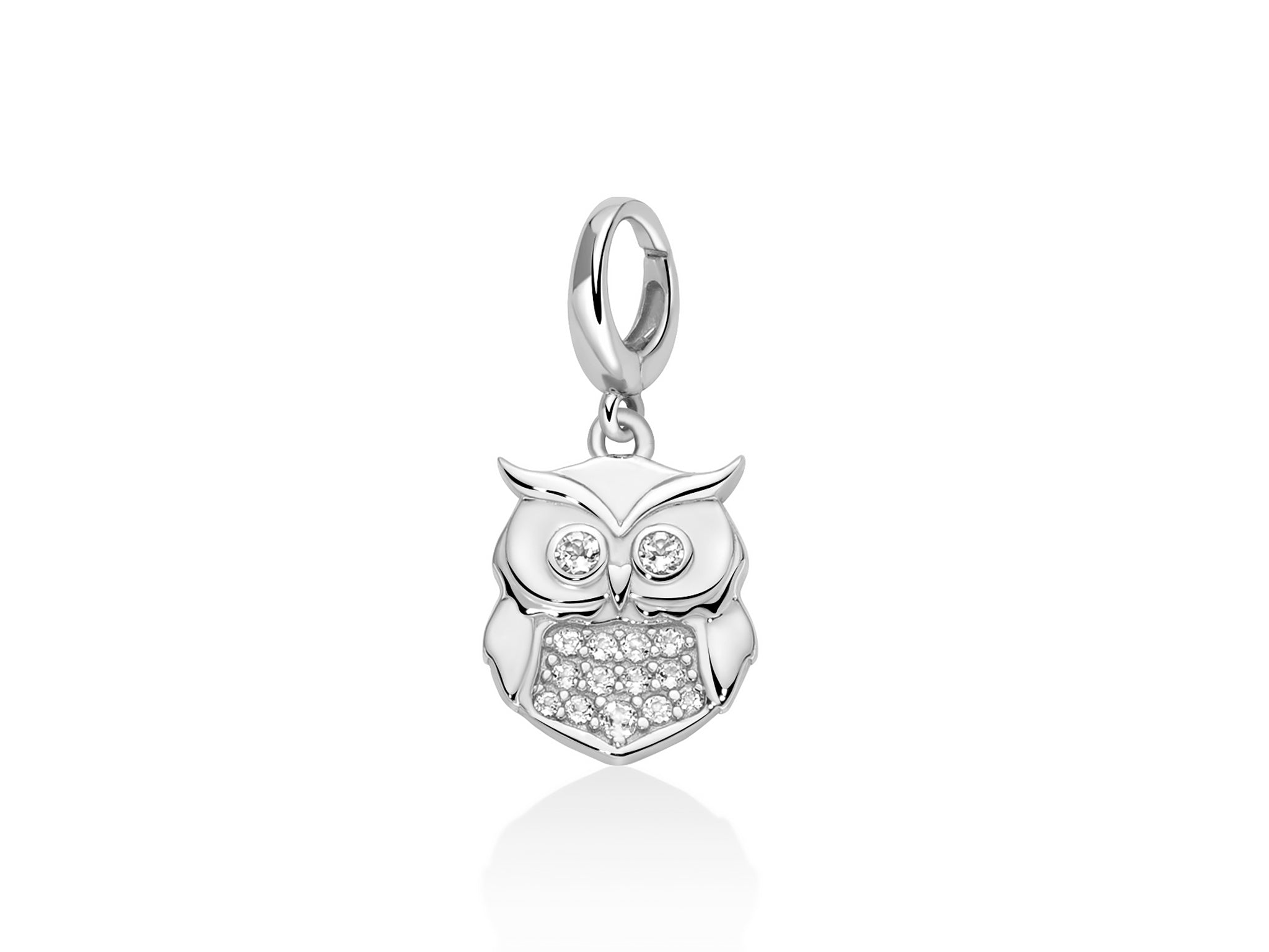Charm pendente con topazi e argento gufo - Miluna