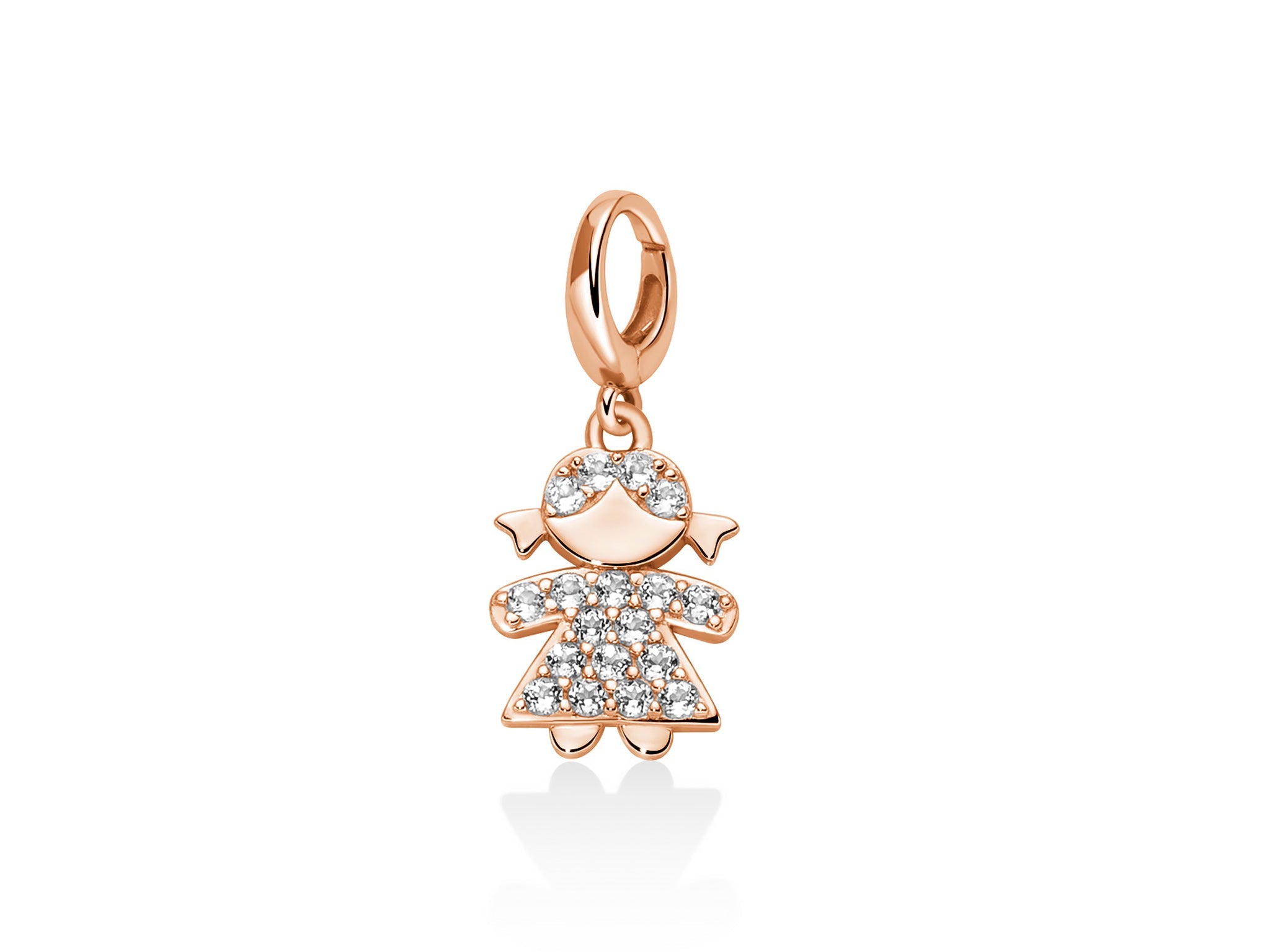 Charm pendente con topazi e argento rosa bambina - Miluna