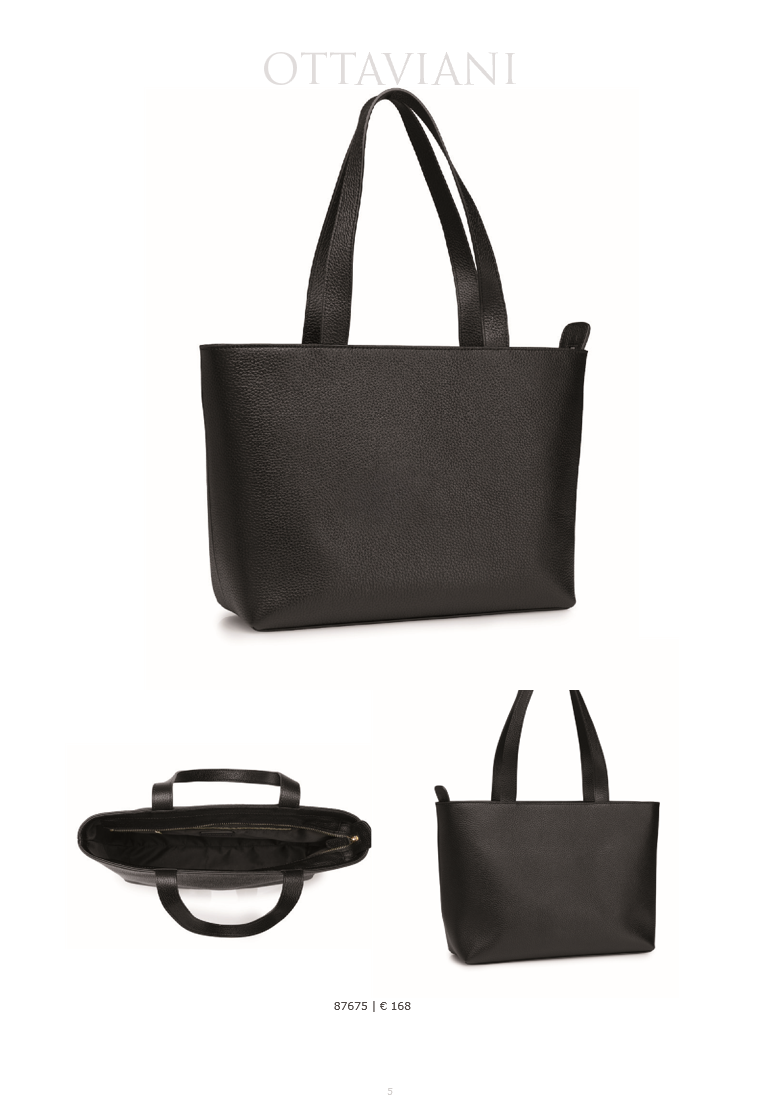 Ottaviani - borsa shopping in vera pelle nera