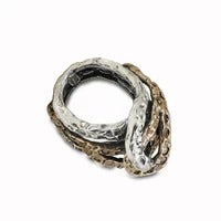 Anello martellato Abbraccio argento 925 e bronzo - AR190b Mandile