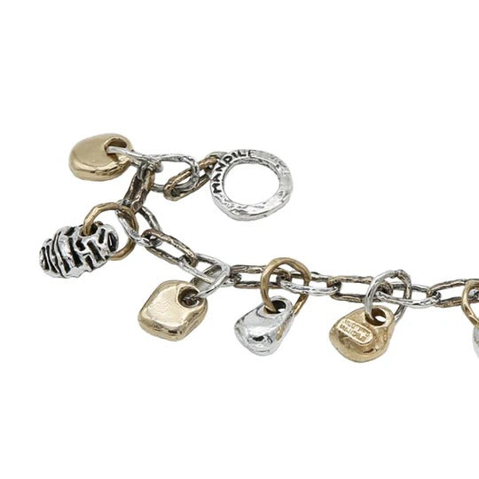 Bracciale Sassi charms maglia argento 925 e bronzo - BA071 Mandile