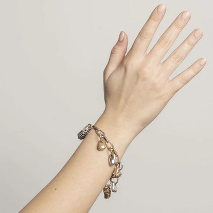 Bracciale Sassi charms maglia argento 925 e bronzo - BA071 Mandile