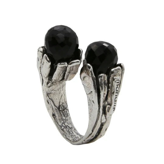 Anello contrariè in argento 925 e pietre dure - AR030 Mandile