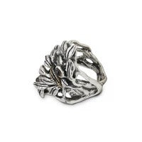 Anello Regina fascia foglioline argento 925 e bronzo e pietra naturale cobochon - AR045 Mandile