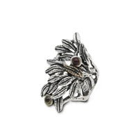Anello Regina fascia foglioline argento 925 e bronzo e pietra naturale cobochon - AR045 Mandile