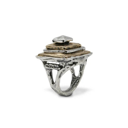 Anello Quadrati argento 925 e bronzo - AR123 Mandile