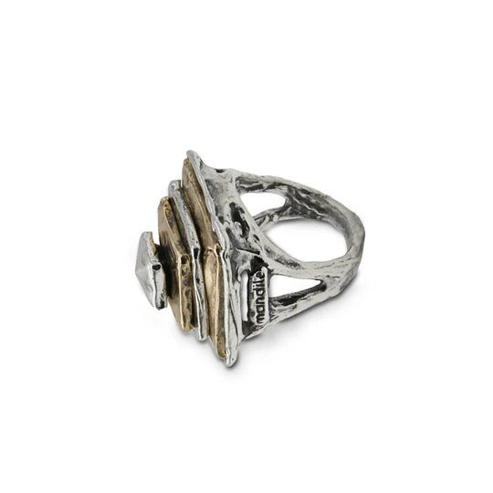 Anello Quadrati argento 925 e bronzo - AR123 Mandile